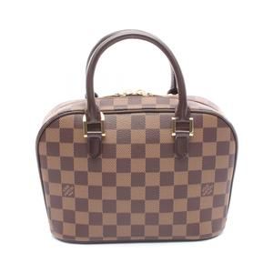 Louis Vuitton Saria Damier Ebene Brown Handbag Leather Brown